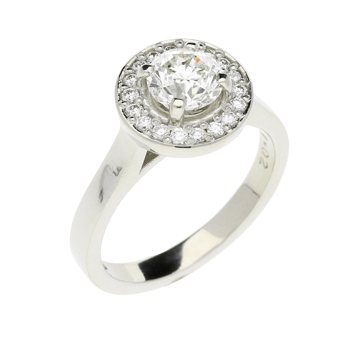 Platinum Halo Engagement Ring - Certified - 1.23ct - 9.1g
