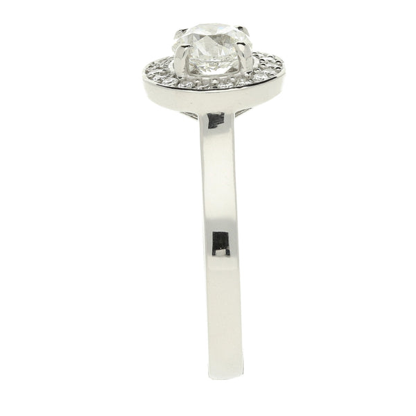 Platinum Halo Engagement Ring - Certified - 1.23ct - 9.1g