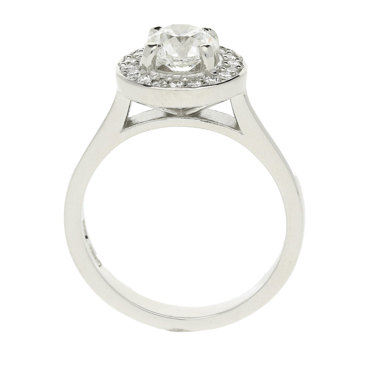Platinum Halo Engagement Ring - Certified - 1.23ct - 9.1g