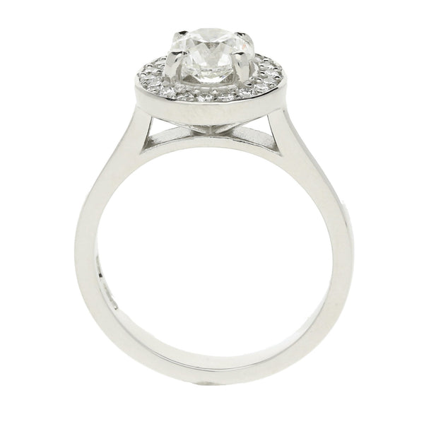 Platinum Halo Engagement Ring - Certified - 1.23ct - 9.1g