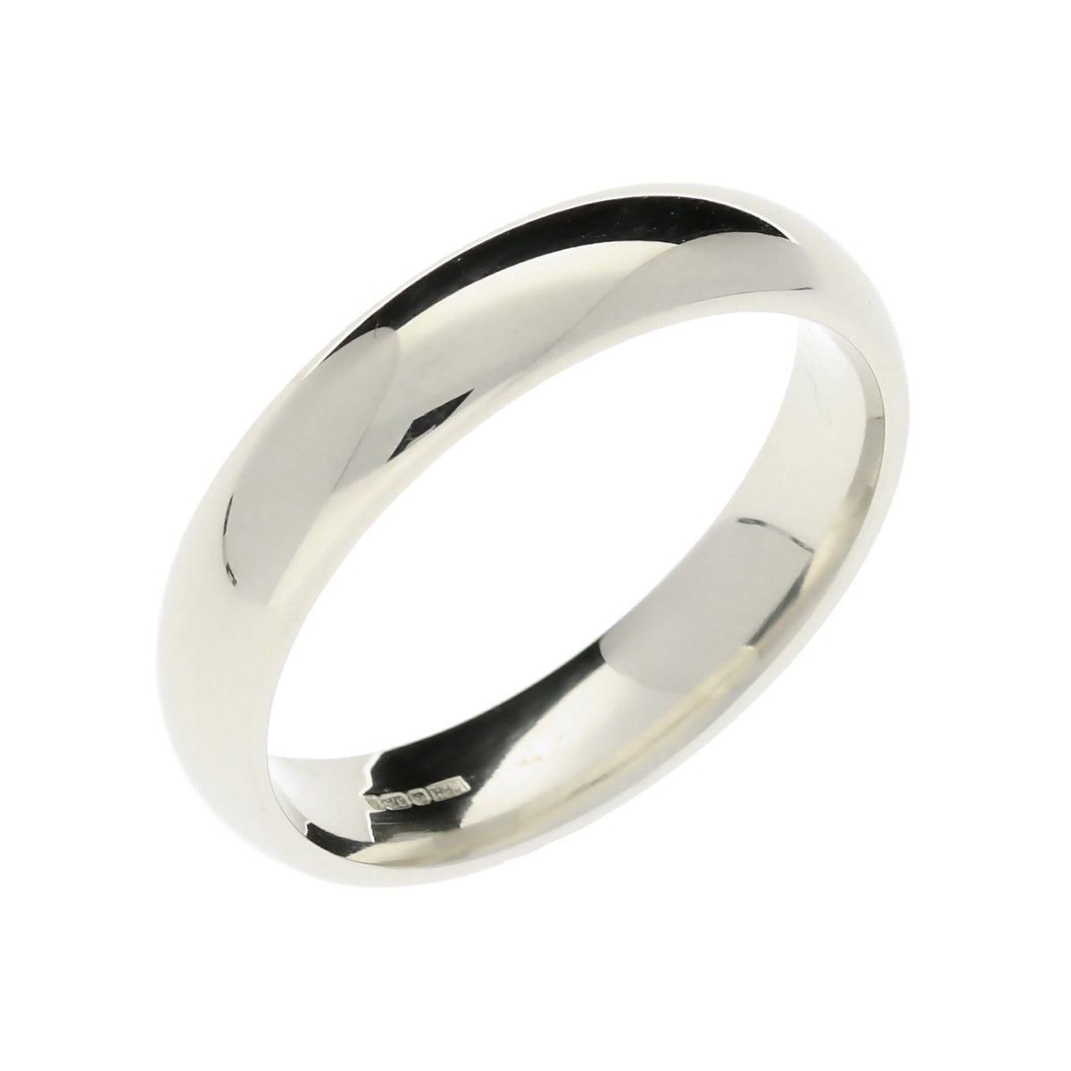 Mens 9ct White Gold 5mm Court Wedding Ring 8.1g - Size Y