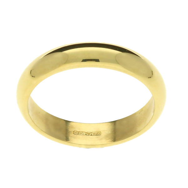 18ct Yellow Gold 4mm D Shape Wedding Ring 5.6g - Size P