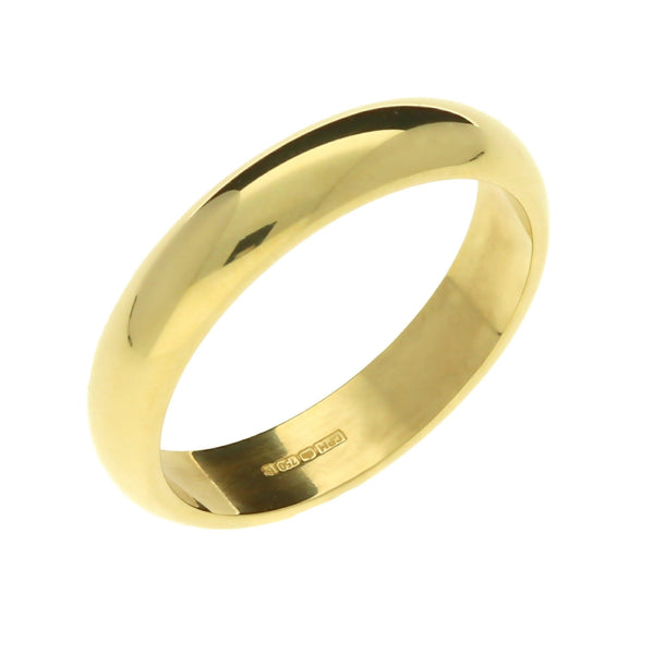 18ct Yellow Gold 4mm D Shape Wedding Ring 5.6g - Size P