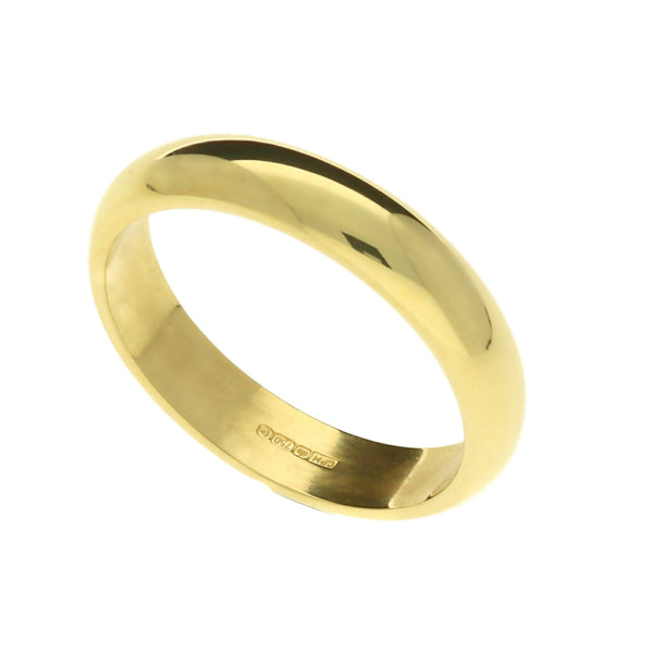 18ct Yellow Gold 4mm D Shape Wedding Ring 5.6g - Size P