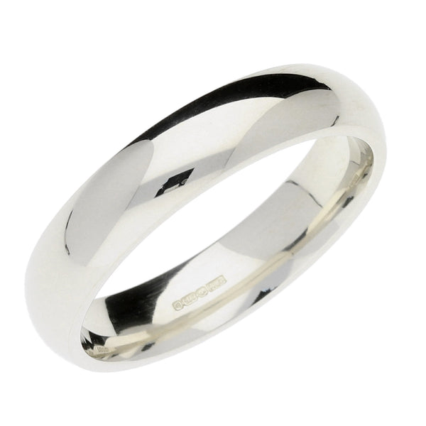 9ct White Gold 5mm Court Wedding Band