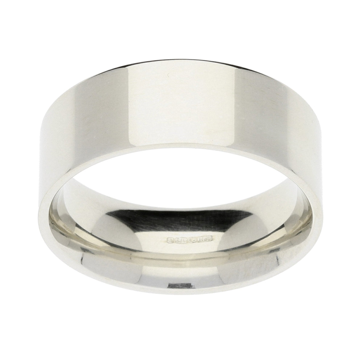 9ct White Gold Flat-Court Wedding Ring - 10.9g
