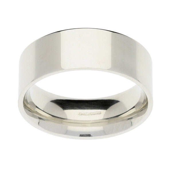 9ct White Gold Flat-Court Wedding Ring - 10.9g