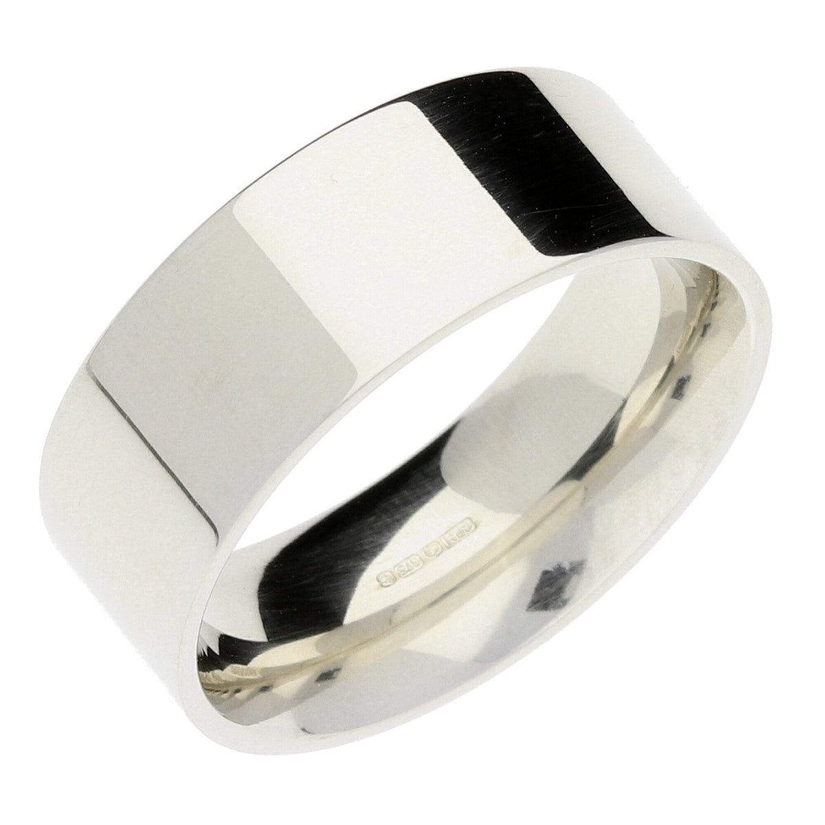 9ct White Gold Flat-Court Wedding Ring - 10.9g