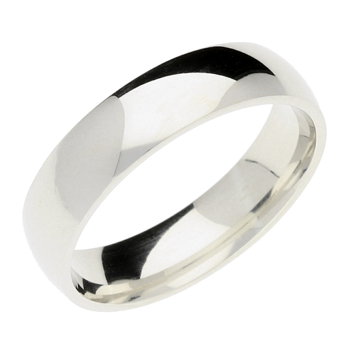 9ct White Gold Court Wedding Ring - 5.5g