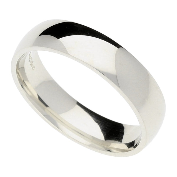 9ct White Gold Court Wedding Ring - 5.5g