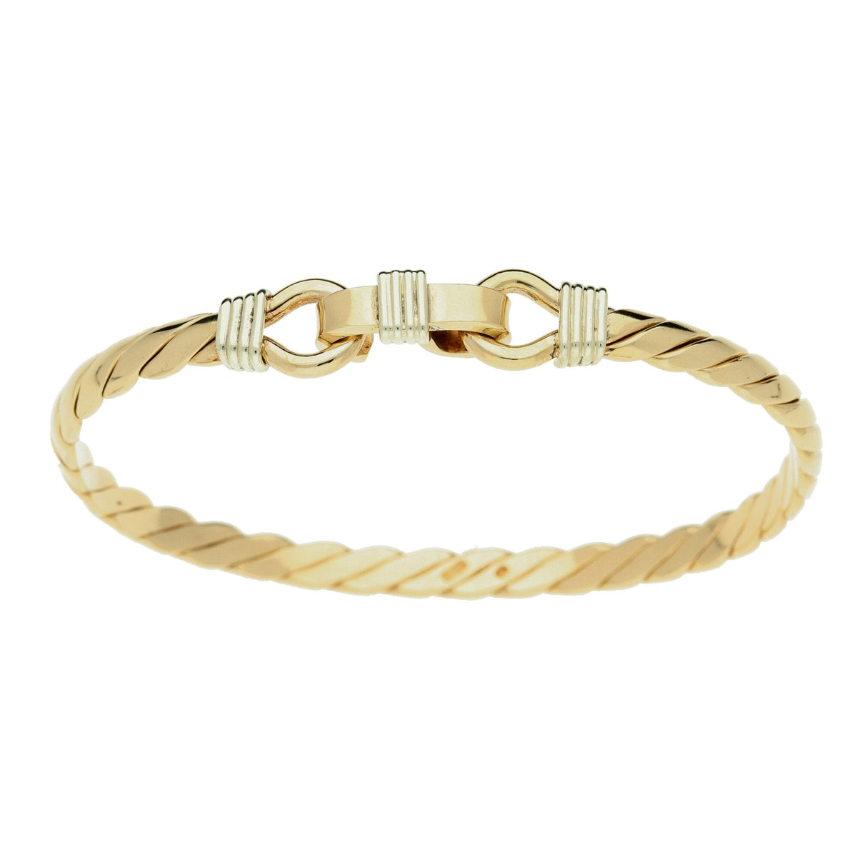 Solid 9ct Yellow Gold Twist Bangle - 17.0g