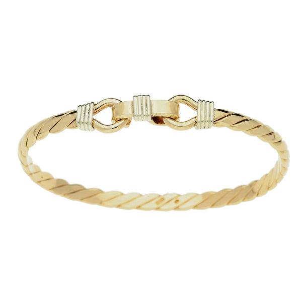 Solid 9ct Yellow Gold Twist Bangle - 17.0g