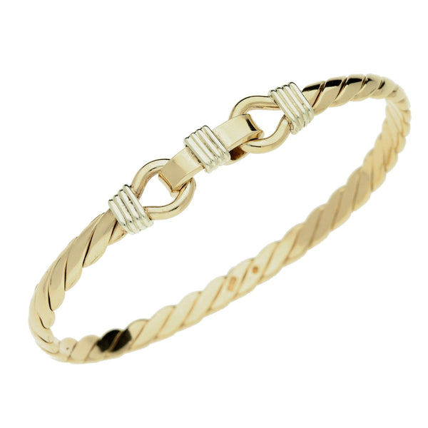 Solid 9ct Yellow Gold Twist Bangle - 17.0g