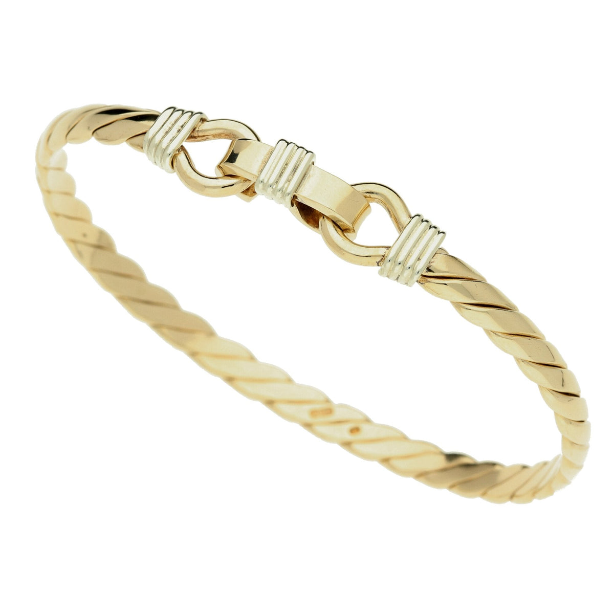 Solid 9ct Yellow Gold Twist Bangle - 17.0g