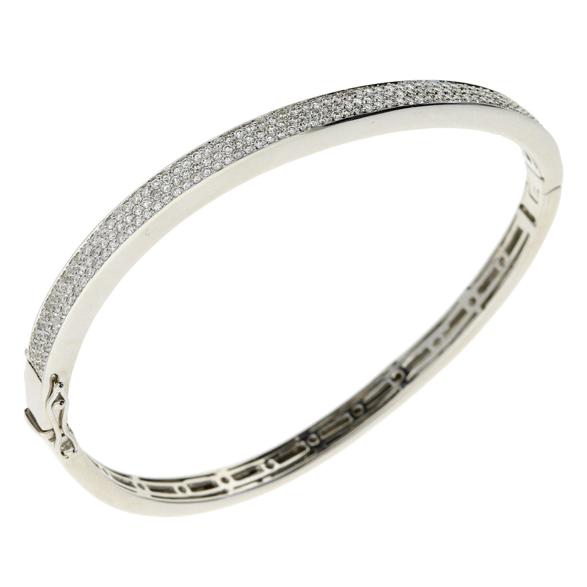 18ct White Gold Diamond Wave Bangle - 1.40ct