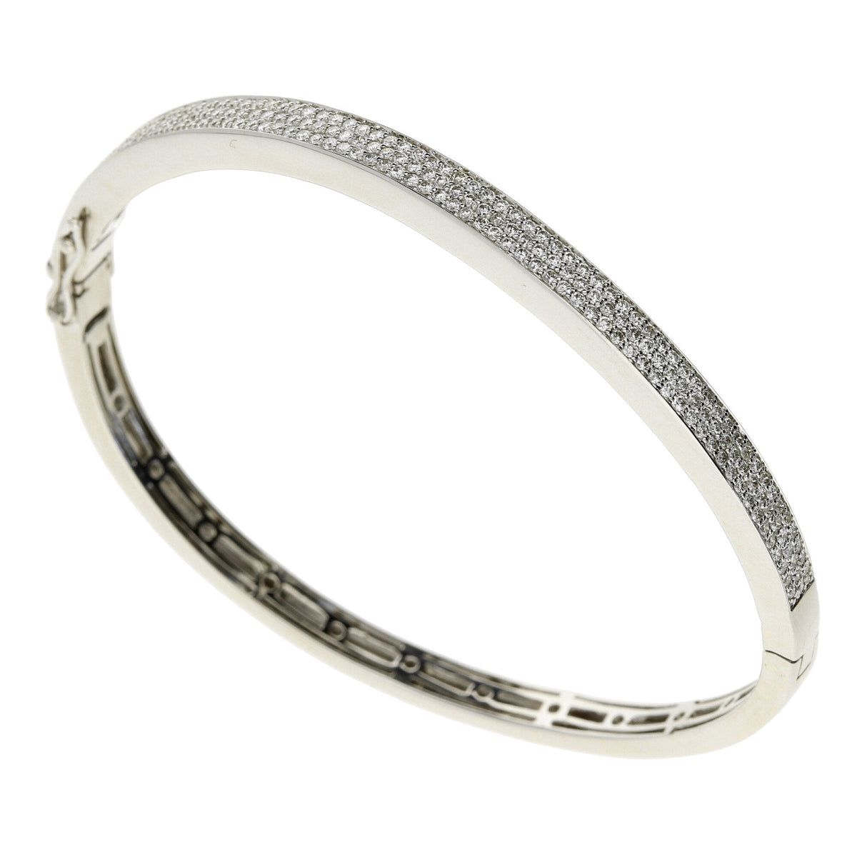 18ct White Gold Diamond Wave Bangle - 1.40ct