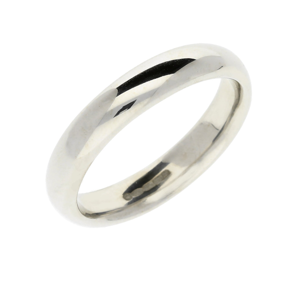 18ct White Gold Mens Court Wedding Ring - Size V - 9.8g