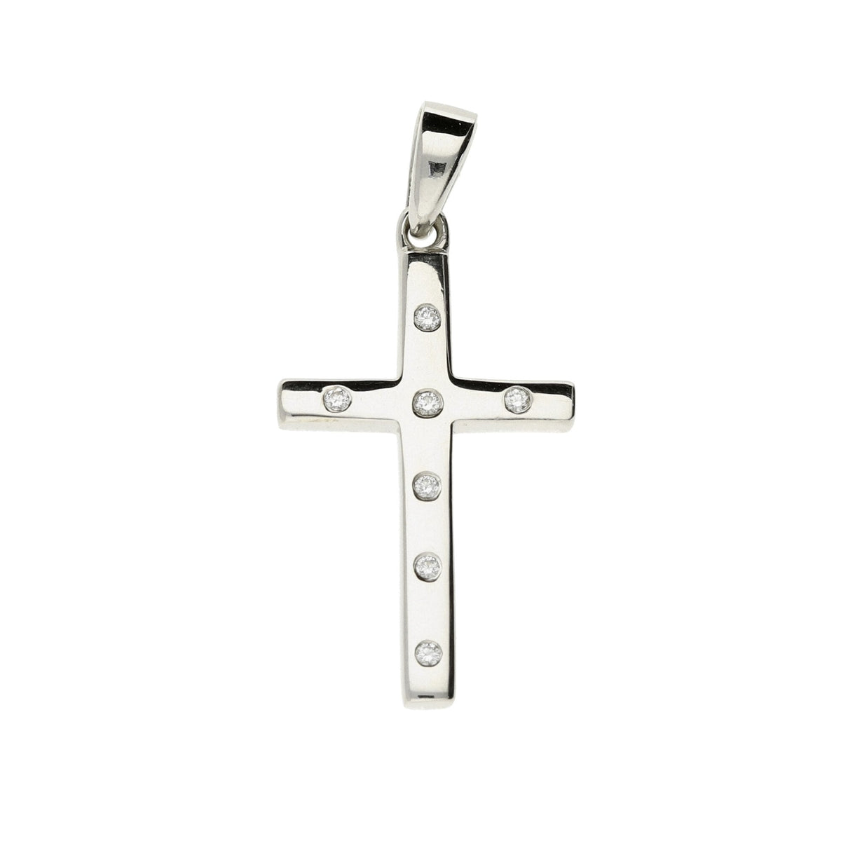 9ct White Gold Diamond Cross Pendant - 3.1g
