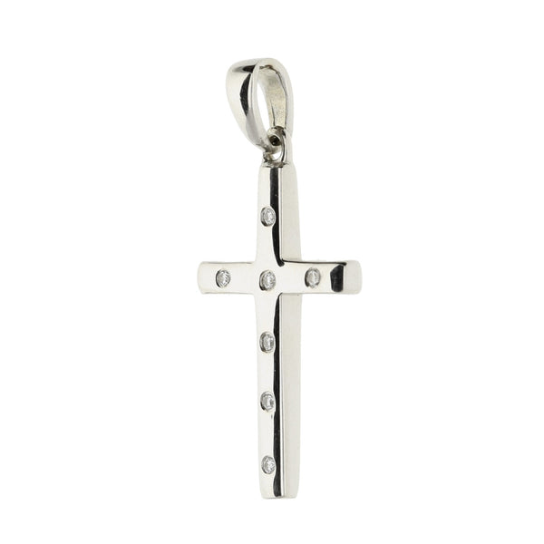 9ct White Gold Diamond Cross Pendant - 3.1g
