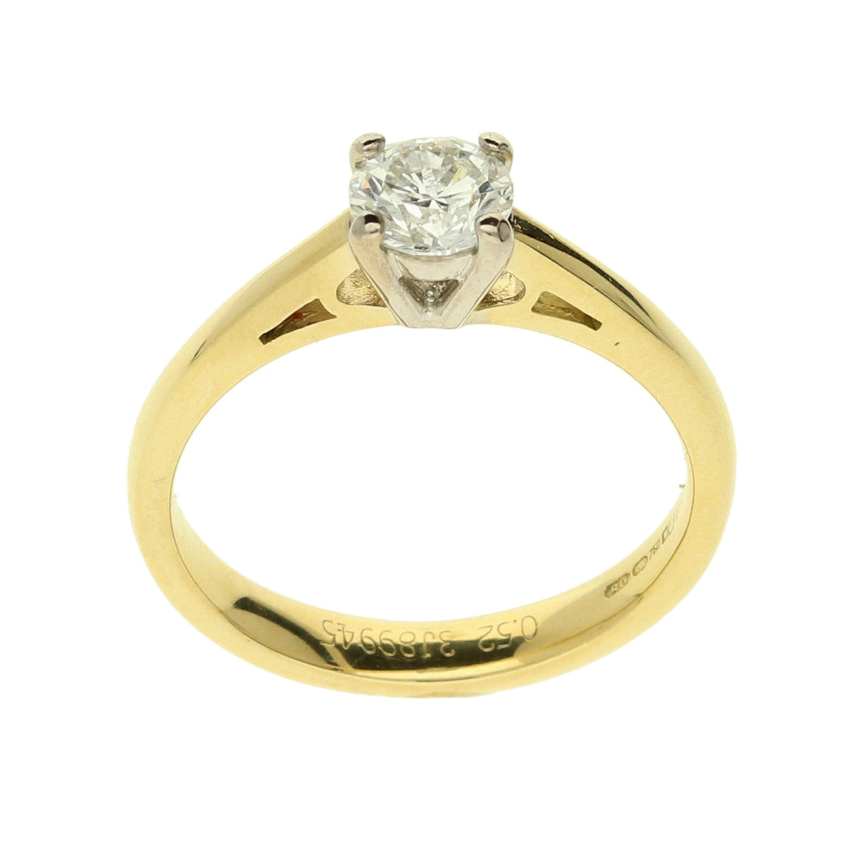 18ct Yellow Gold Four-Claw Engagement Ring - Size K - 0.52ct