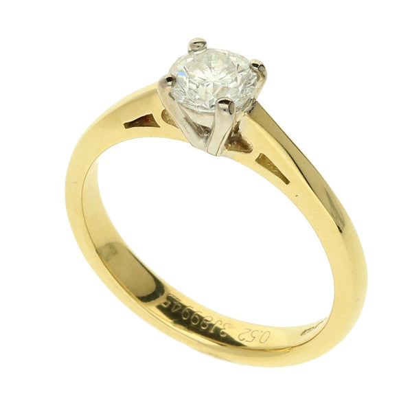 18ct Yellow Gold Four-Claw Engagement Ring - Size K - 0.52ct