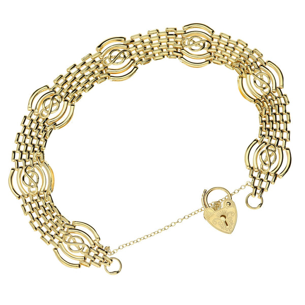 9ct Yellow Gold Fancy Gate Style Bracelet - 9.2 grams