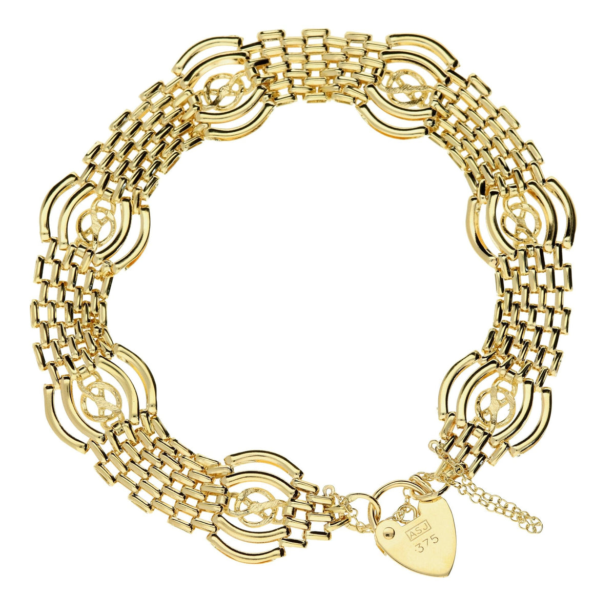 9ct Yellow Gold Fancy Gate Style Bracelet - 9.2 grams