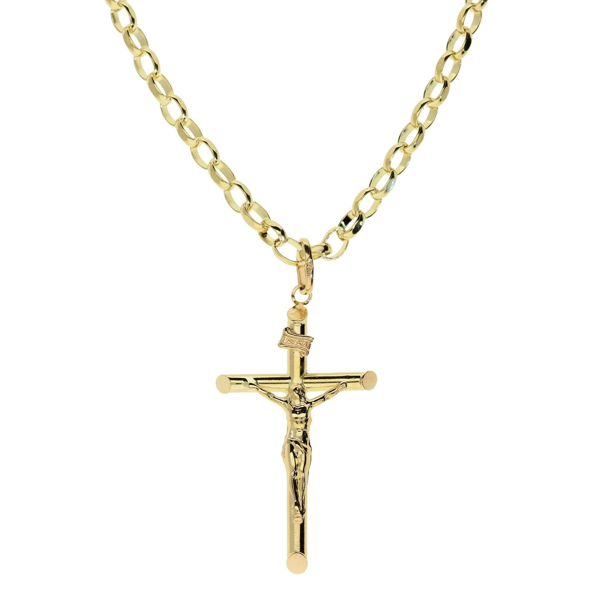 18 inch 9ct Yellow Gold Chain and Crucifix - 8.9g
