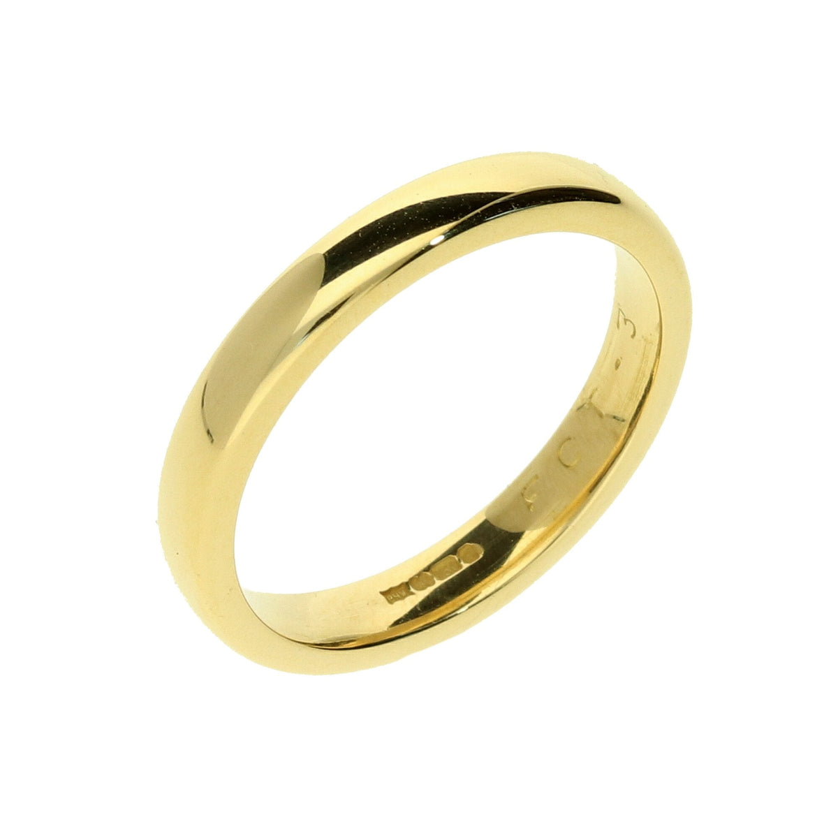 18ct Yellow Gold D-Shape Wedding Ring - Size K - 3.7g