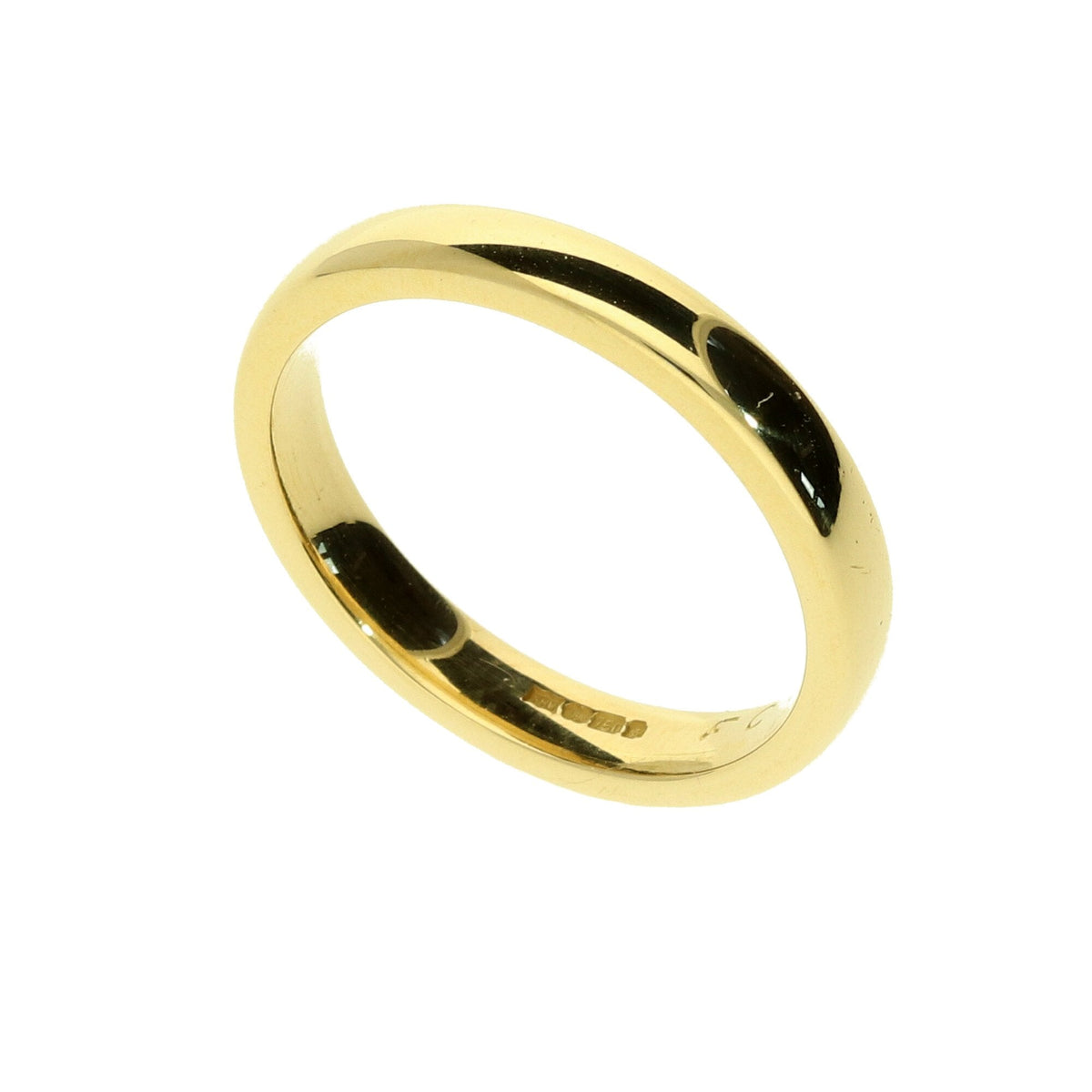 18ct Yellow Gold D-Shape Wedding Ring - Size K - 3.7g