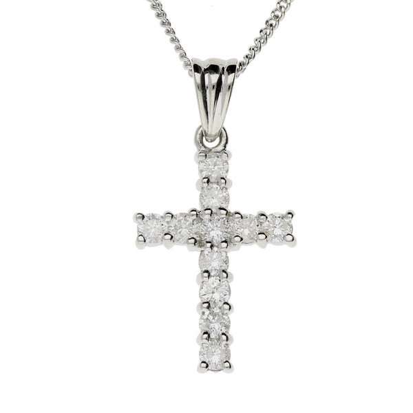 18ct White Gold Diamond Cross and 18 inch Chain - 1.10ct
