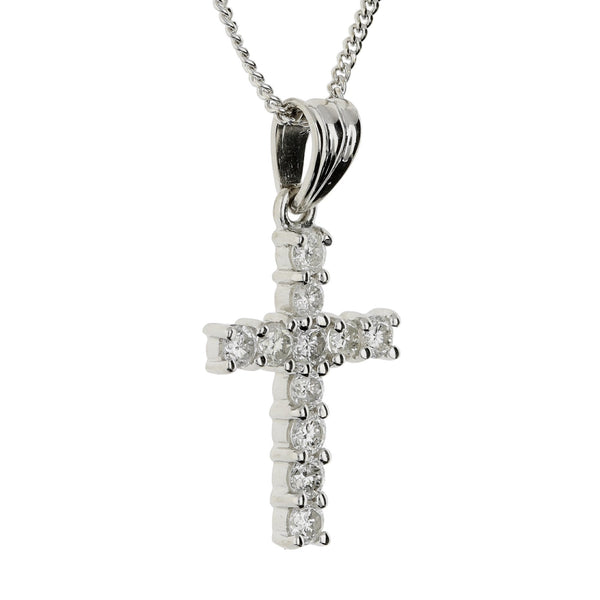 18ct White Gold Diamond Cross and 18 inch Chain - 1.10ct