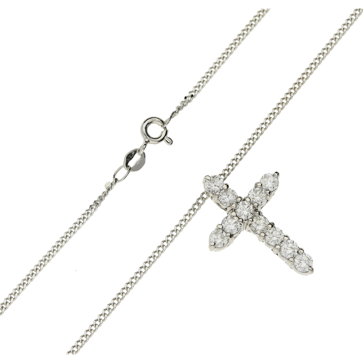 18ct White Gold Diamond Cross and Chain - 1.54ct