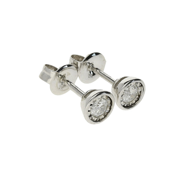 9ct White Gold Diamond Stud Earrings - 0.16ct