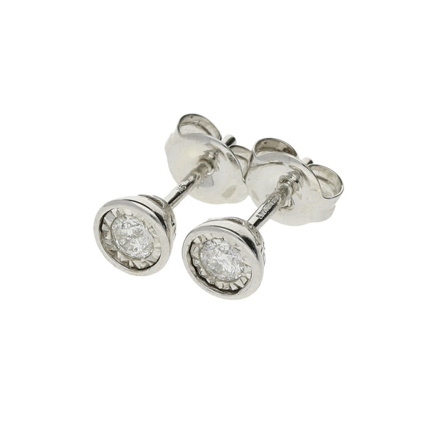 9ct White Gold Diamond Stud Earrings - 0.16ct