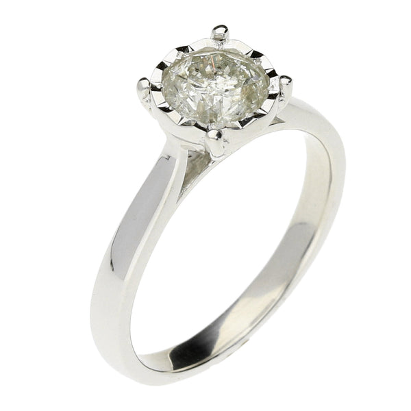 14ct White Gold Illusion Set Diamond Engagement Ring - 1.00ct