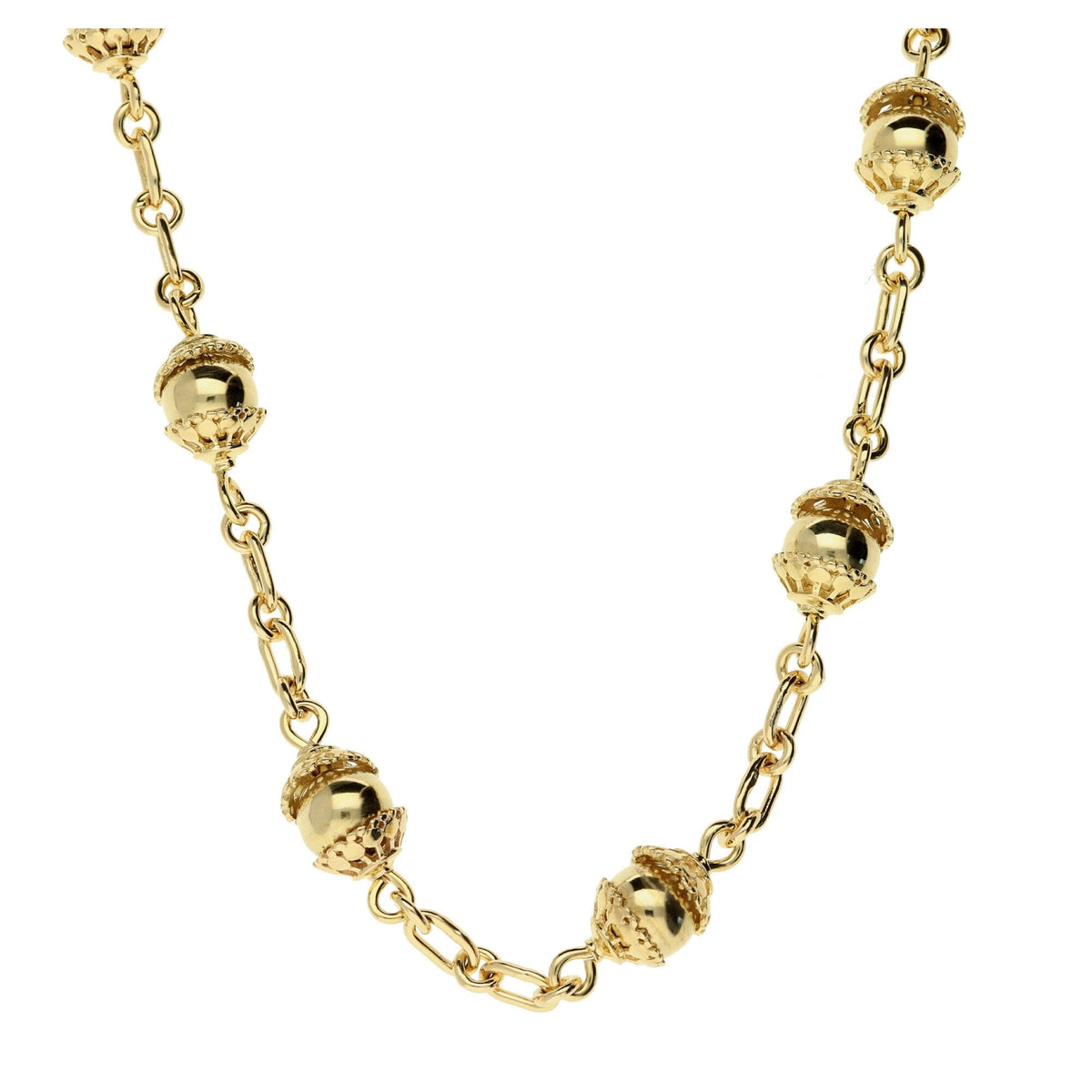 9ct Yellow Gold Bead Necklace - 32.20g