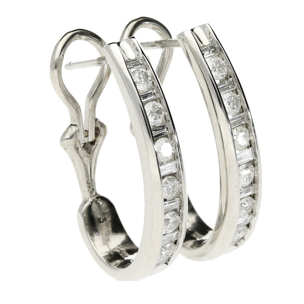 9ct White Gold Diamond Hoop Earrings - 1.00ct