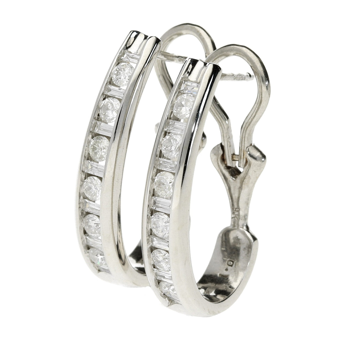 9ct White Gold Diamond Hoop Earrings - 1.00ct