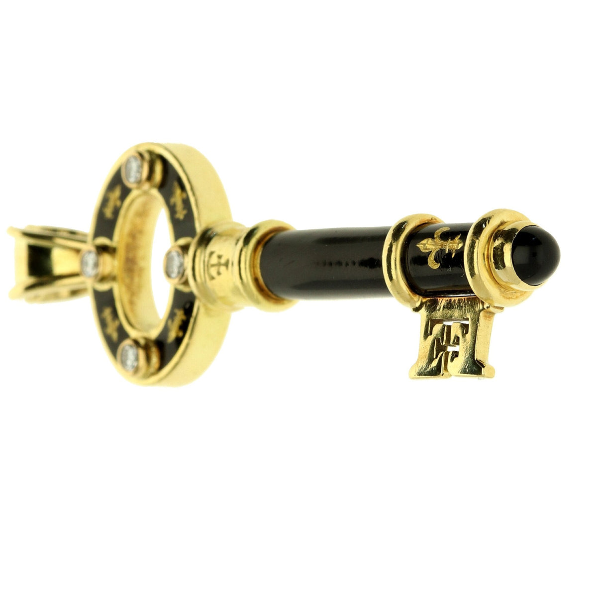 Theo Fennell Diamond & Onyx Gold Key Pendant