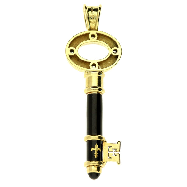 Theo Fennell Diamond & Onyx Gold Key Pendant