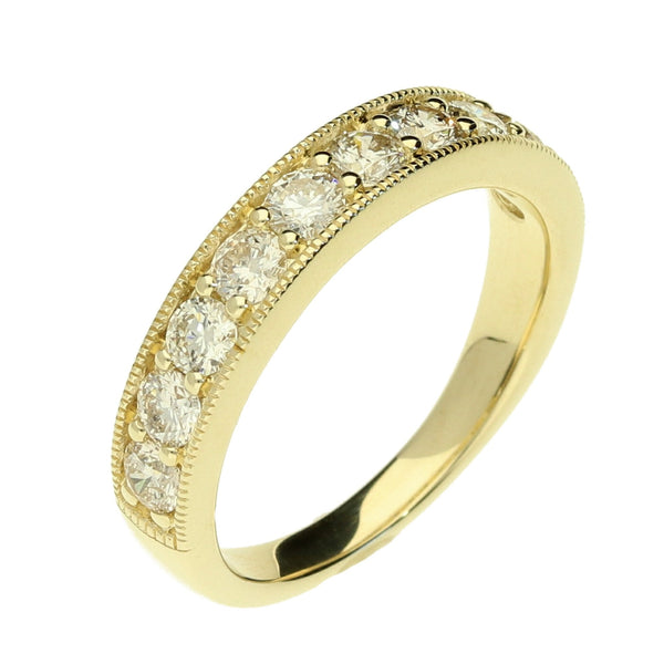 14ct Yellow Gold Half Eternity Ring - Size M½ - 1.00ct