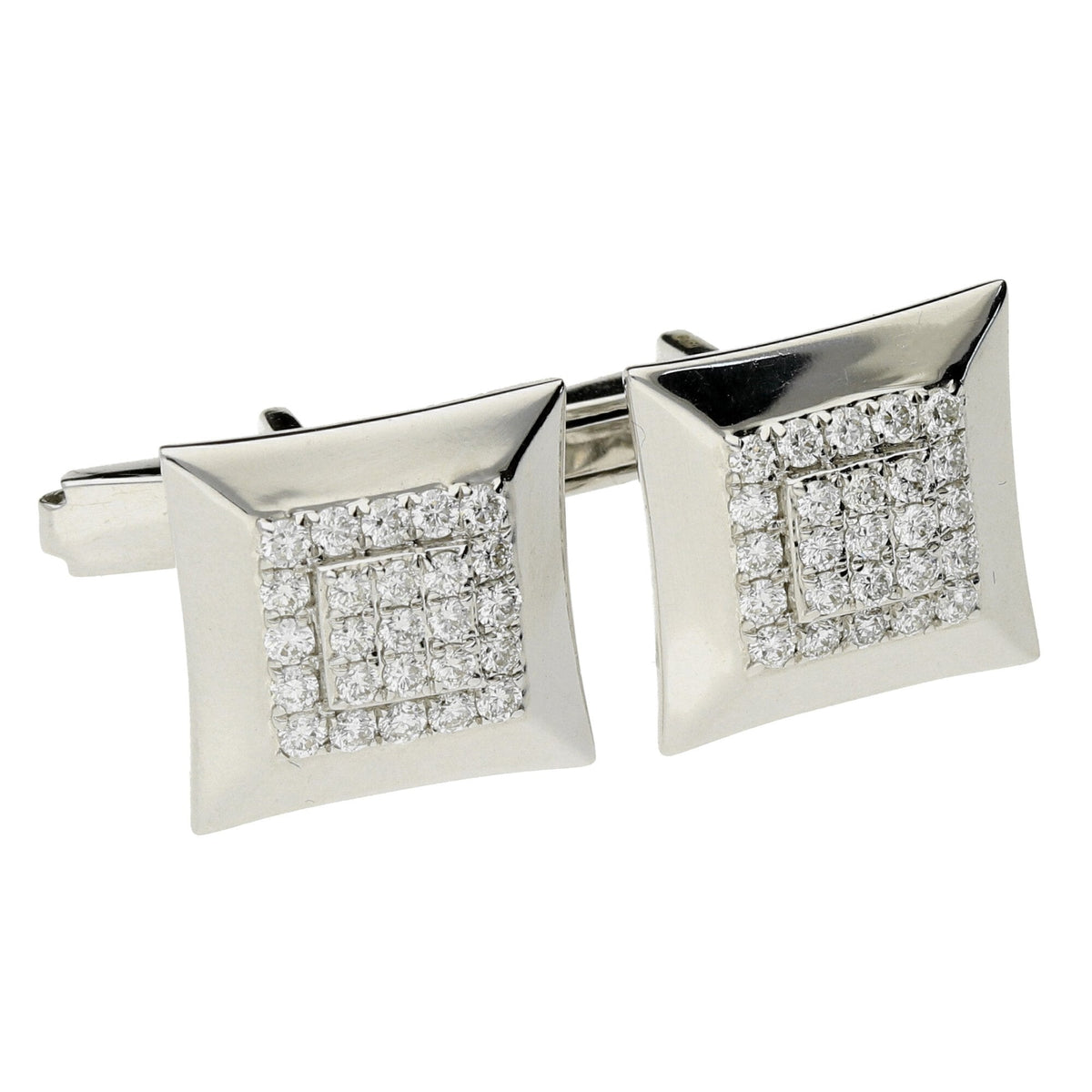 18ct White Gold Diamond Cufflinks - 0.80ct - 8.0g