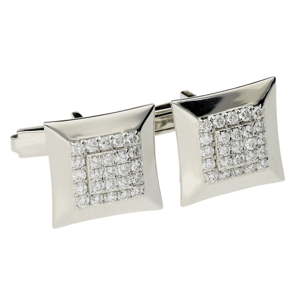 18ct White Gold Diamond Cufflinks - 0.80ct - 8.0g