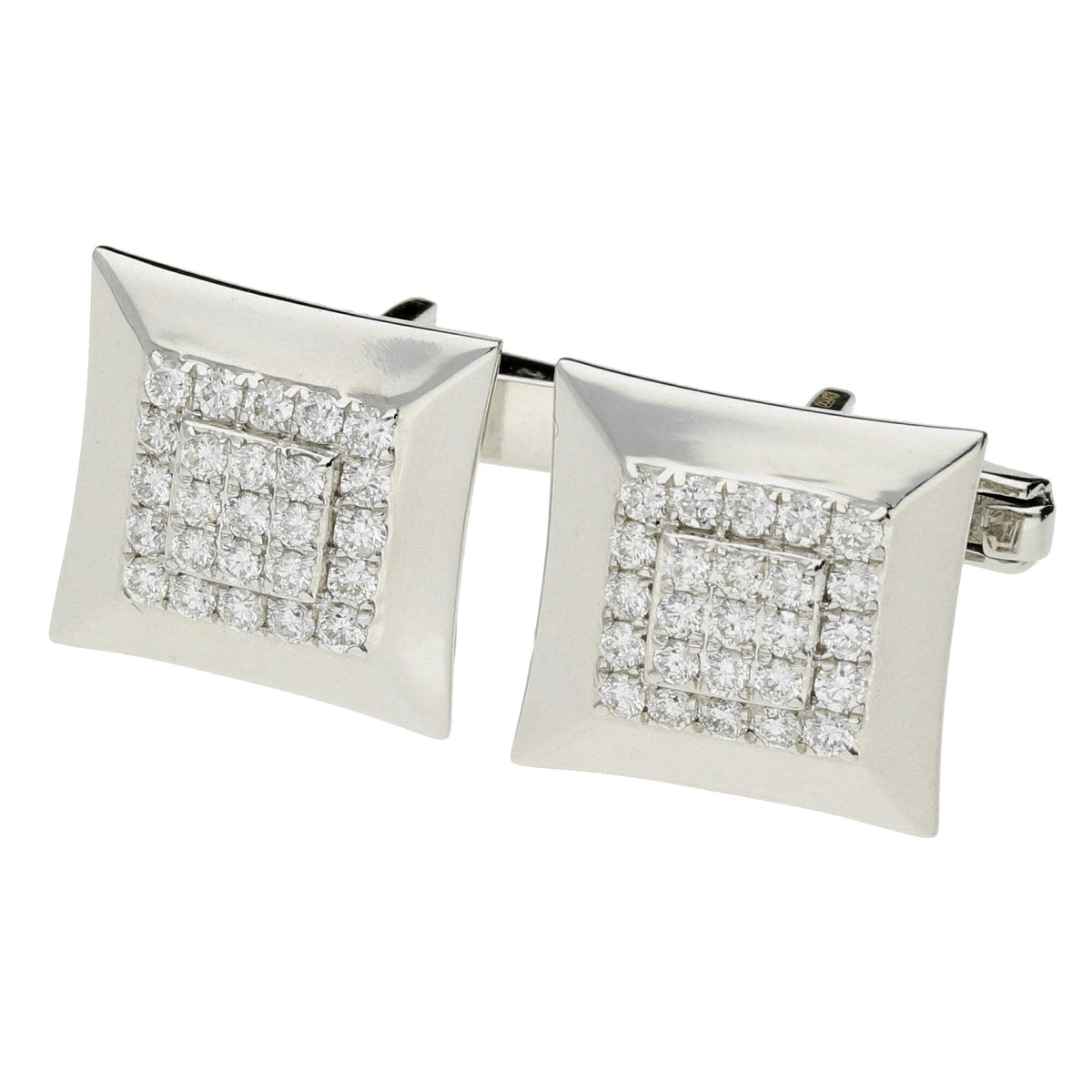 18ct White Gold Diamond Cufflinks - 0.80ct - 8.0g