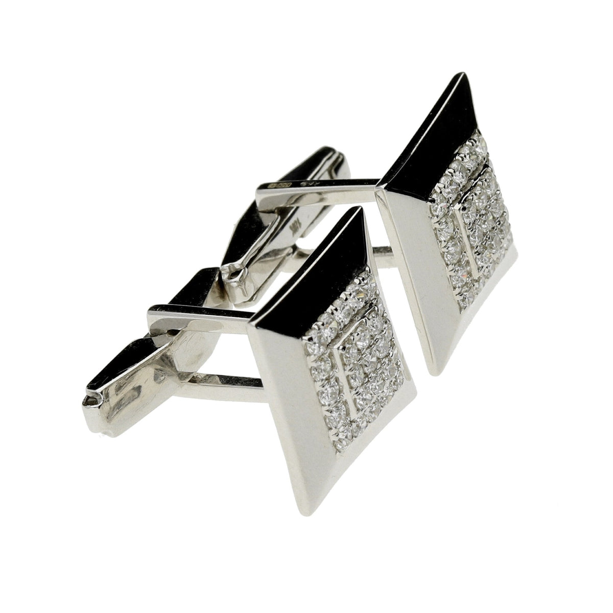 18ct White Gold Diamond Cufflinks - 0.80ct - 8.0g
