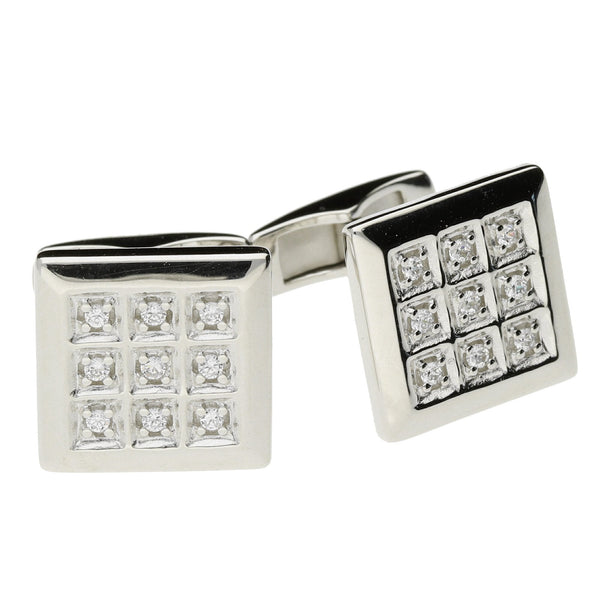 Polished Sterling Silver Square Cubic Zirconia Cufflinks