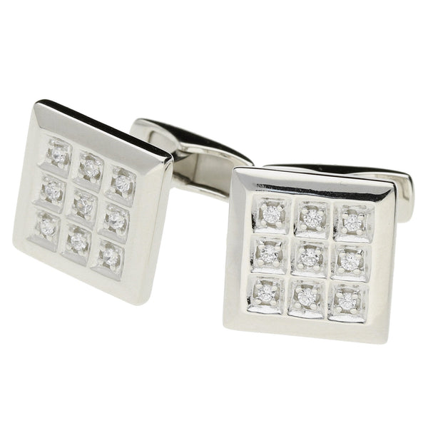 Polished Sterling Silver Square Cubic Zirconia Cufflinks