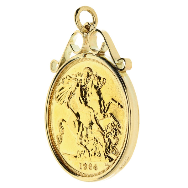 1964 Full Sovereign Pendant - Queen Elizabeth II - 9.1g