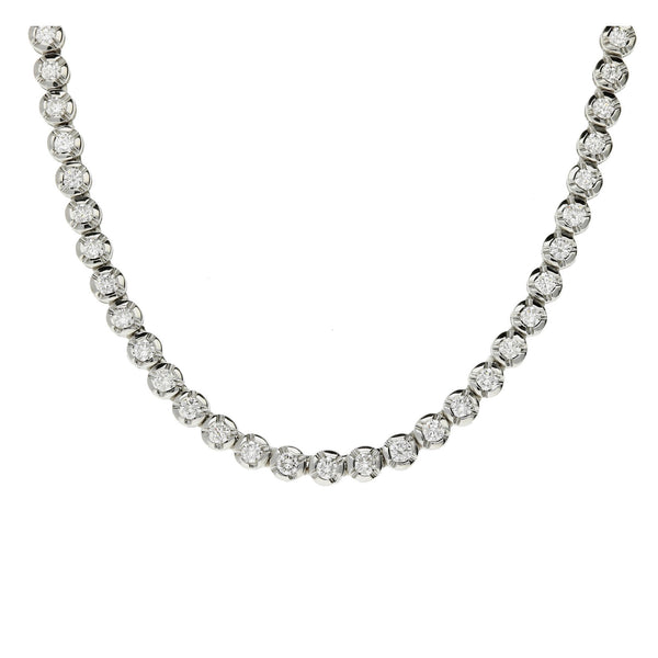 18ct White Gold Diamond Tennis Necklace - 4.75ct